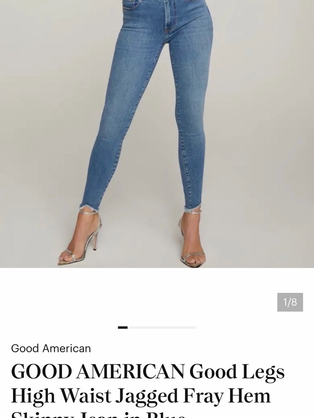 Good American Good Legs High Waist Skinny Jeans in Light Blue with Frayed Hem